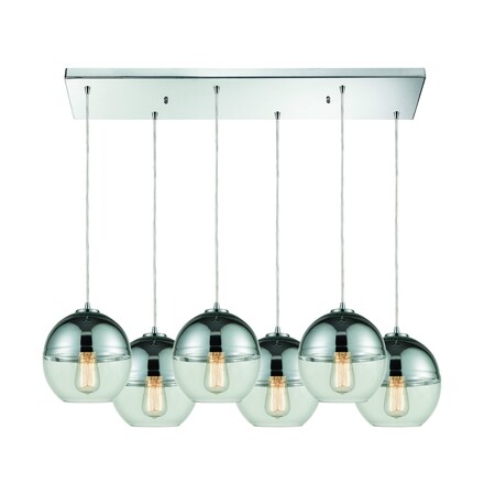 Elk Lighting Revelo 6-Lght Rectangular Pndnt Chrm w/Clr & Chrm-plated Glass 10492/6RC